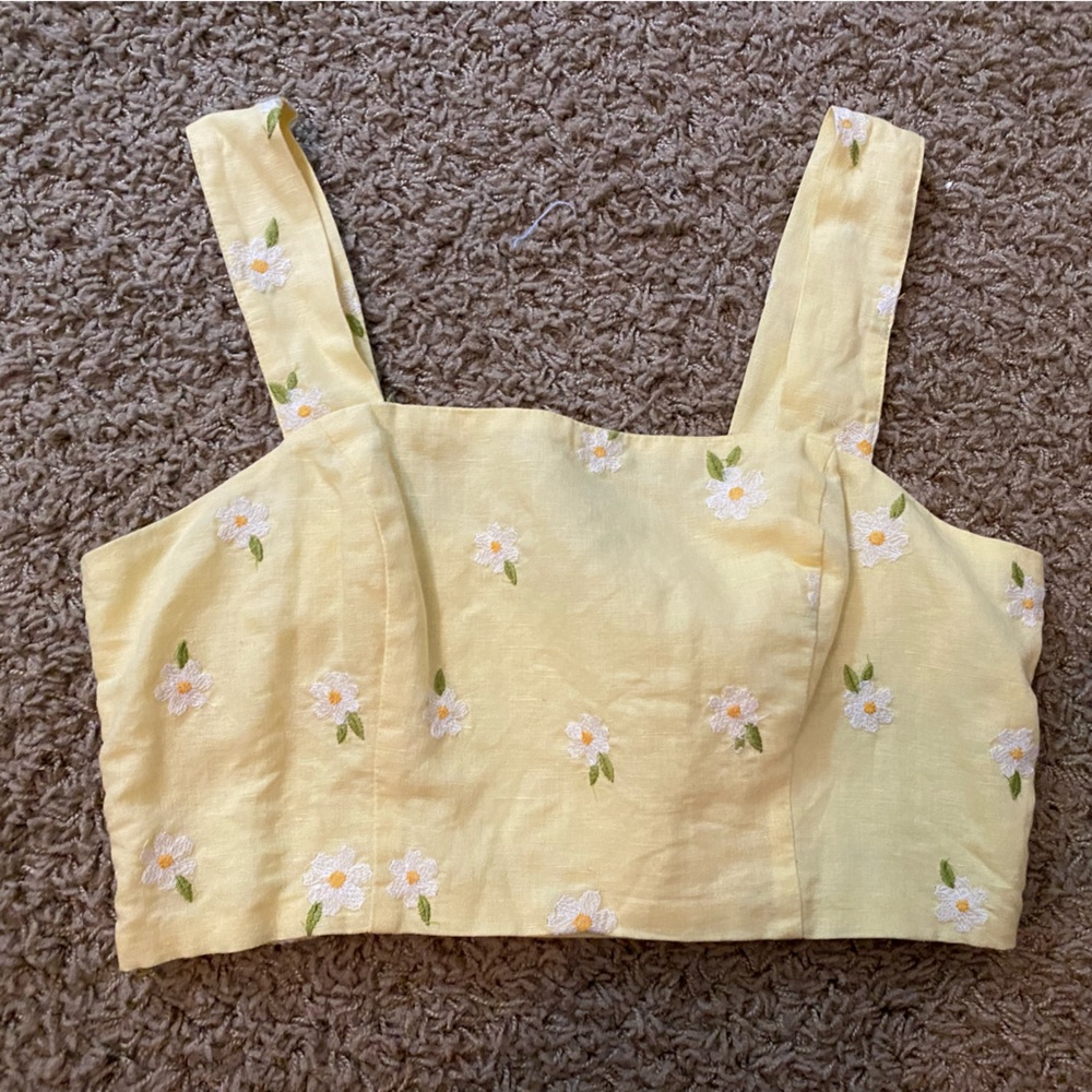 YELLOW FLORAL CROP TOP
